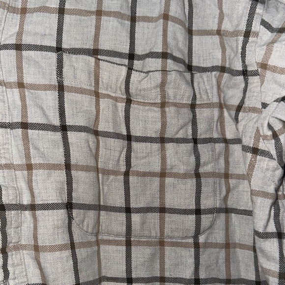 Izod Gray and Brown Plaid Casual Button Down Shirt - Picture 4 of 6